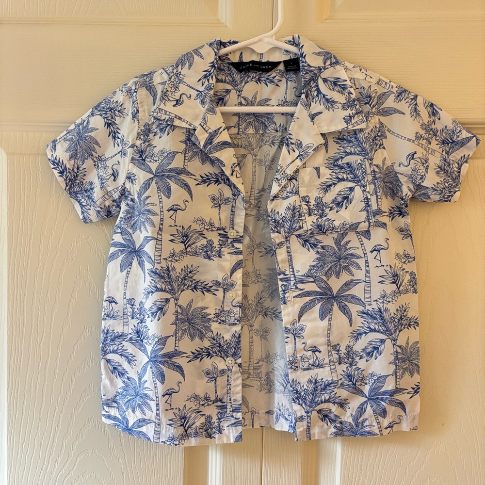 Janie and Jack Tropical Print Button Down Shirt Sz 3